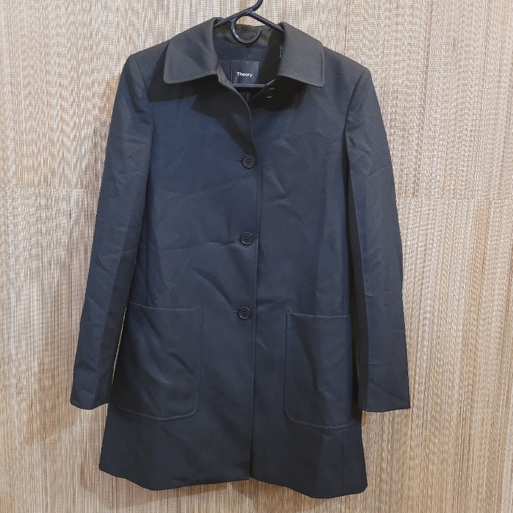 Theory Black Single-Breasted Women's Coat